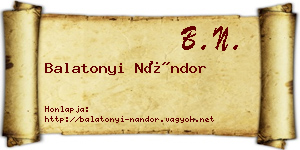 Balatonyi Nándor névjegykártya
